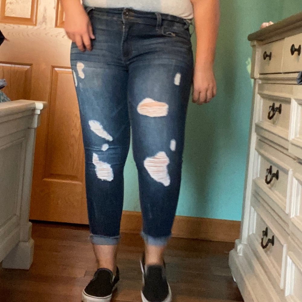 -ripped blue jeans